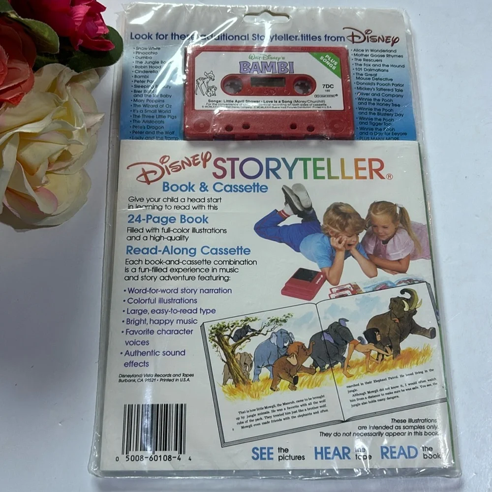 Walt Disney Bambi Storyteller Cassette and Book Read Along 1977 Vintage